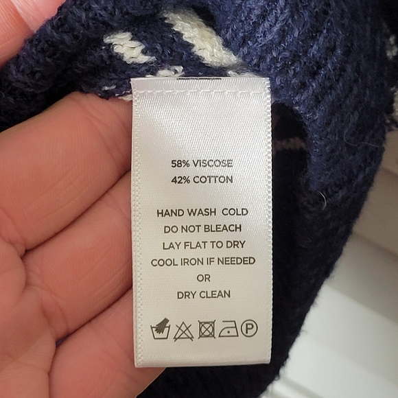 Lilla P Stripe Terry Henley Pullover Sweater Blue/Cream MEDIUM & LARGE NWT - Picture 8 of 12